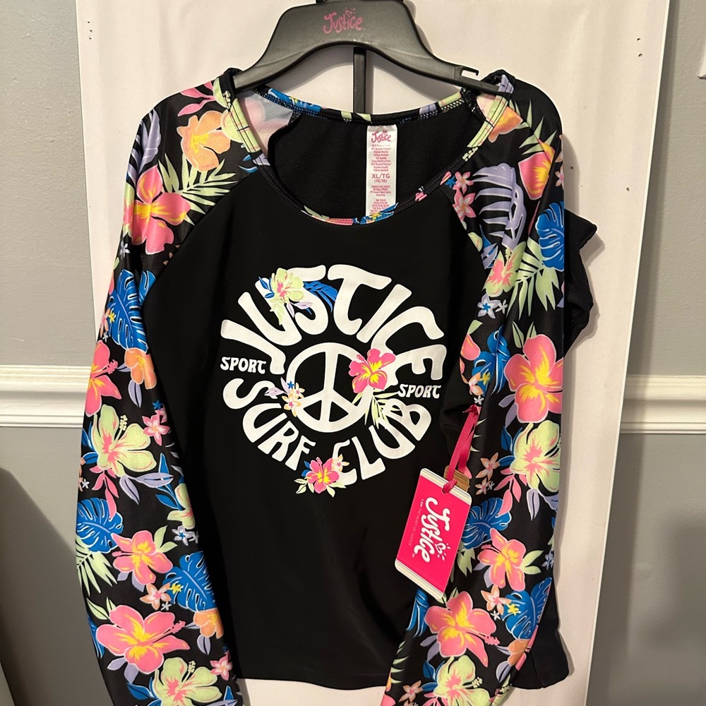 Girls xl swimming/ cover up 2 piece set justice brand NWT